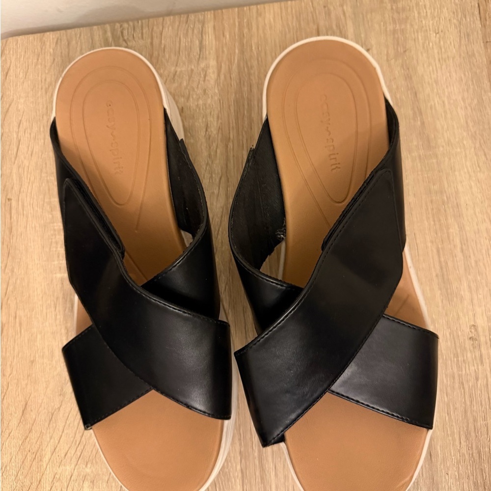 Easy spirit Black comfortable Crossband Slide Sandals Size 10